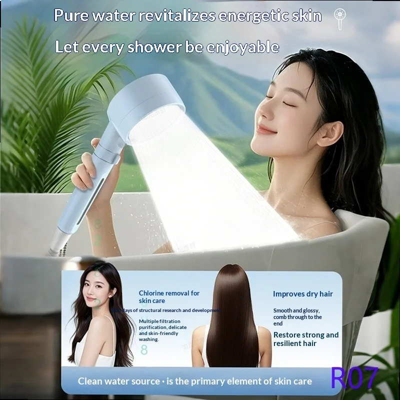 Filtered High Pressure Shower Head Bathroom Hot Water Heater Booster Rain Set