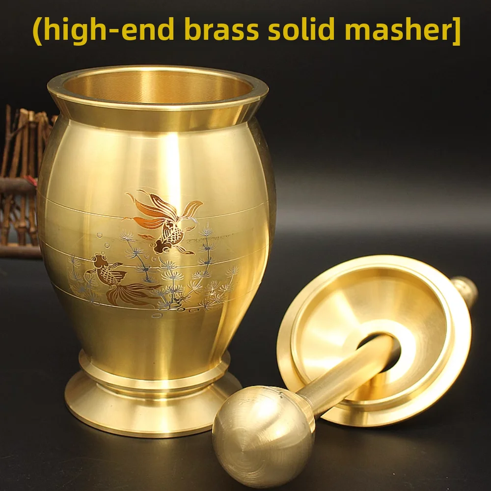 Pure copper pounding jar, pestle, medicine cup, ring bowl, mortar pot, brass, mashing garlic mash, kitchen grinder