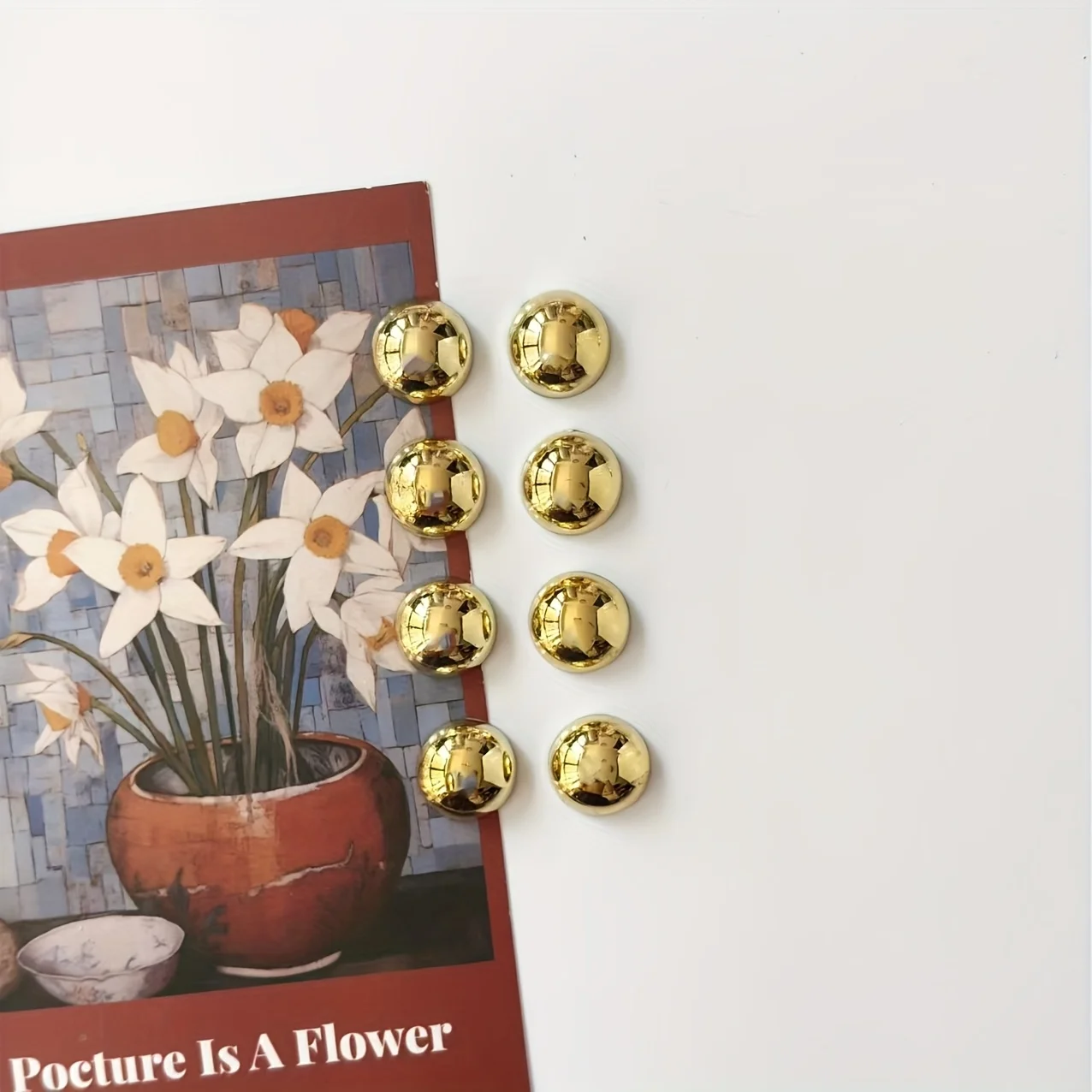 8 Pieces Golden and Silver Half-Circle Refrigerator Decorations, Pearl Refrigerator Decorations, Gift and Present