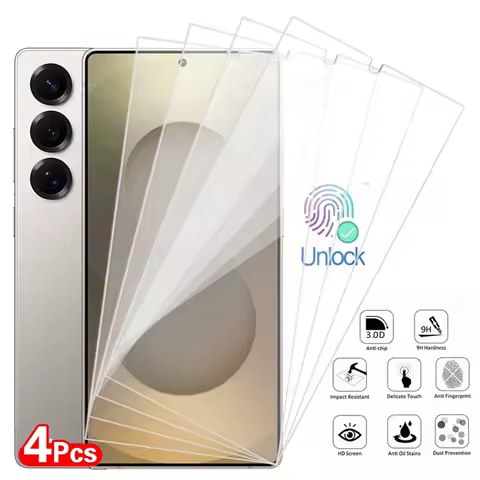 4PCS Screen Protector for Samsung Galaxy S25 S24 Ultra S23 S22 S21 Plus Protective Tempered Glass on Galaxy S25 Edge S24 FE Film