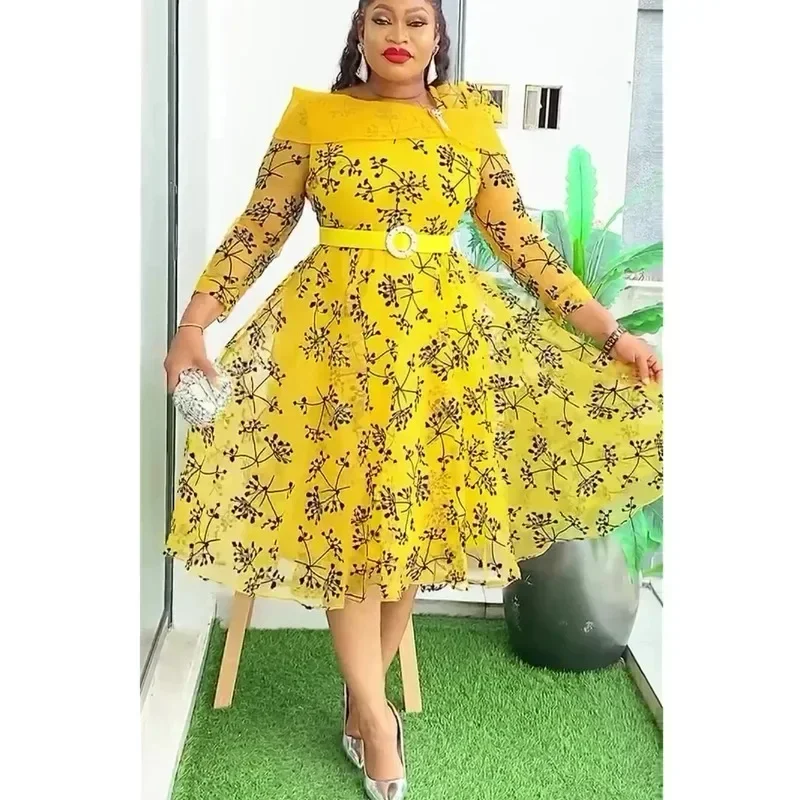 2025 Elegant African Dresses for Women Africa Clothing Plus Size Wedding Party Dress Dashiki Ankara Office Lady Outfit Robe