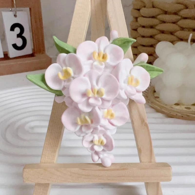 

3D Orchid Bouquet Shape Plaster Ornament Silicone Molds Flower Handmade Aromatherapy Gypsum Crafts Home Decoration Mold