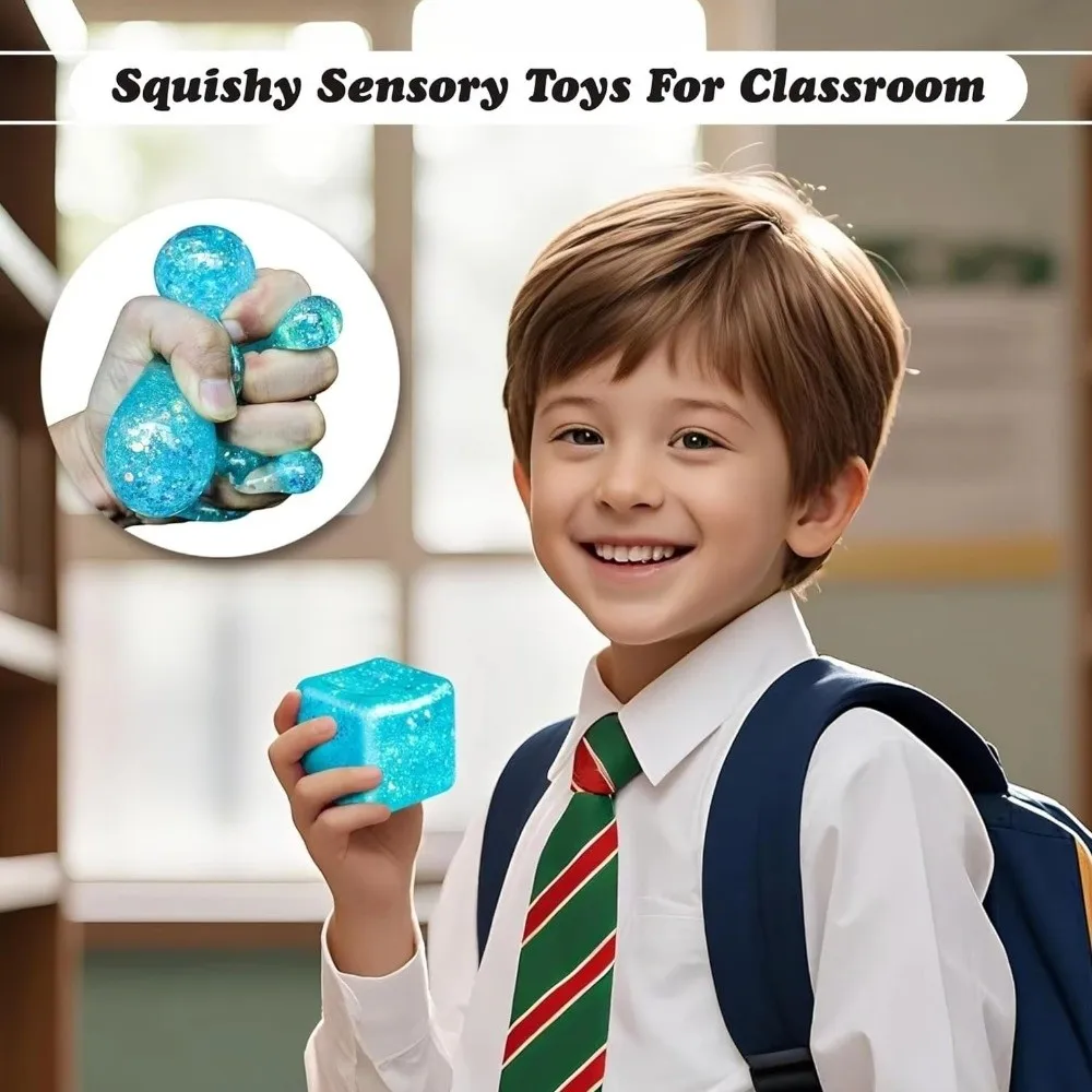 Relaxation Slow Rebound Ice Cube Squishy Slow Rise Glitter Cube Squeeze Polar Light Maltose Filling Cube Fidget Adults