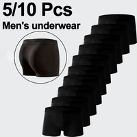 5/10PCS Men's Underwear Black Color Underpant High Stretch Boxer Shorts Sexy Men Panties Plus Size L-4XL Breathable Men Boxer