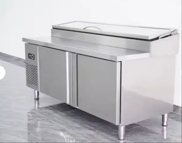 

Commercial marble countertop cooler single temperature display case for cool climate salads and pizzas