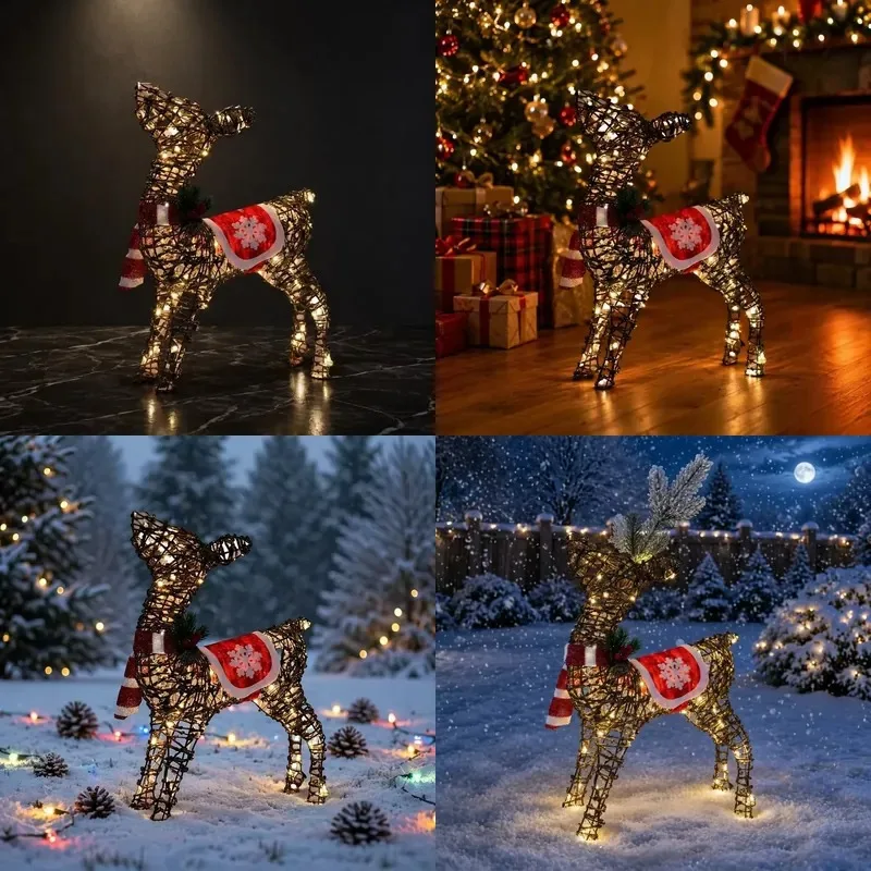 Christmas LED Reindeer Light Set Iron Frame Waterproof 135cm 122cm 70cm Indoor Outdoor Decoration