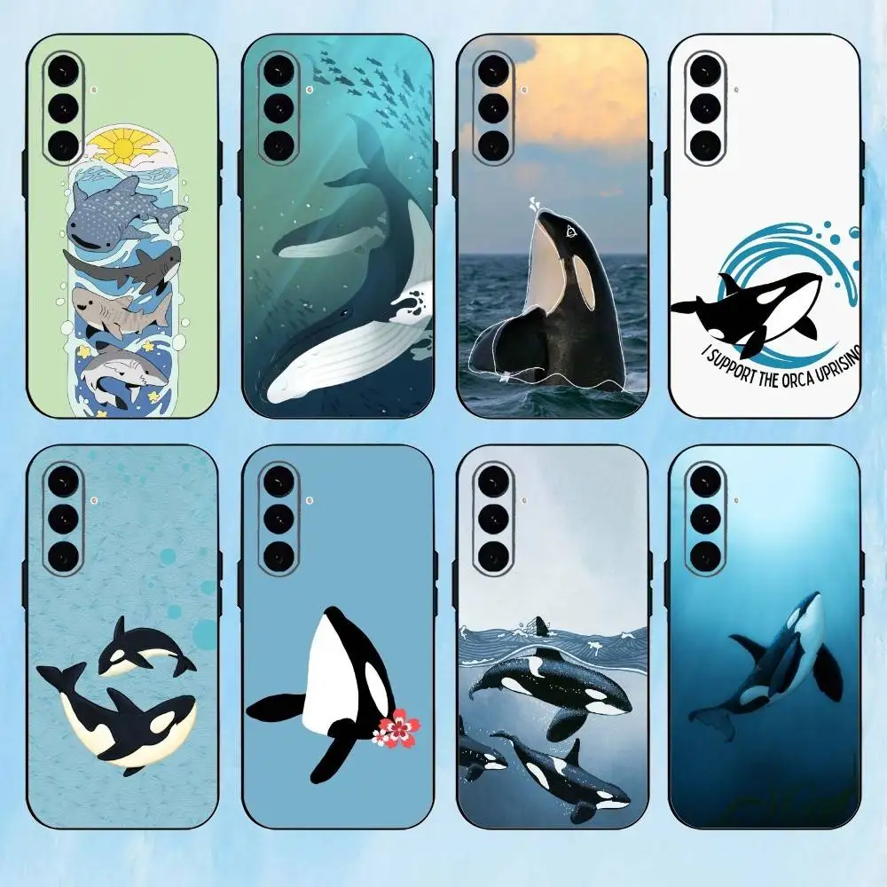 

Cute B-Blue K-Killer Whale Cover Phone Case For Samsung Galaxy A73,A72,A71,A70,A53,A52,A51,Others Soft Black Cover