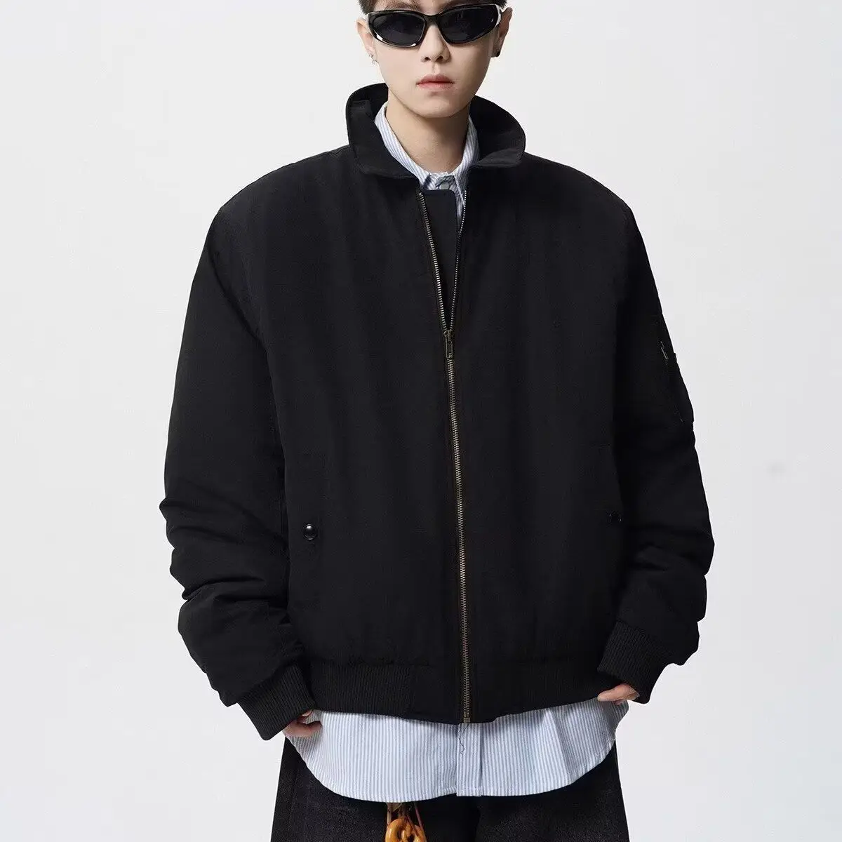 

Модный мужской джерт размера 300, свободный цвет, 2024, осень-зима, Гонконг, ретро, повседневная, универсальная, на молнии, J...