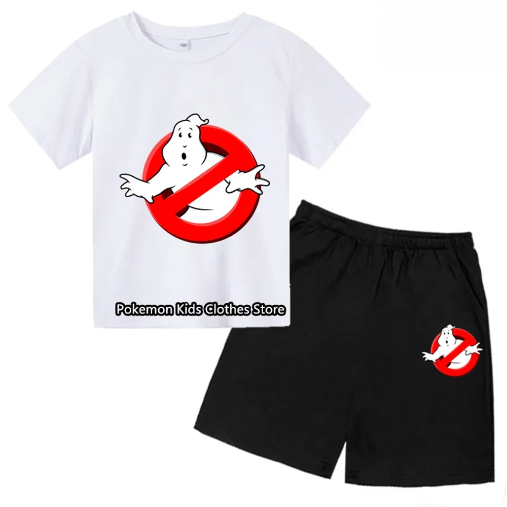 Ghostbusters Monster Movie T-shirt Set Kids Children Girl Cartoon Tees Anime Summer Top Themed Birthday Clothes Short Sleeve