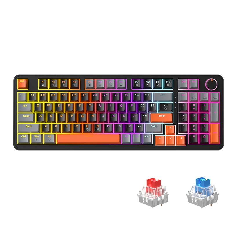 

USB Wired Mechanical With Backlighting English Keyboard Red/Blue Switch Hot Swappable Gaming Keyboard For Windows PC Computer