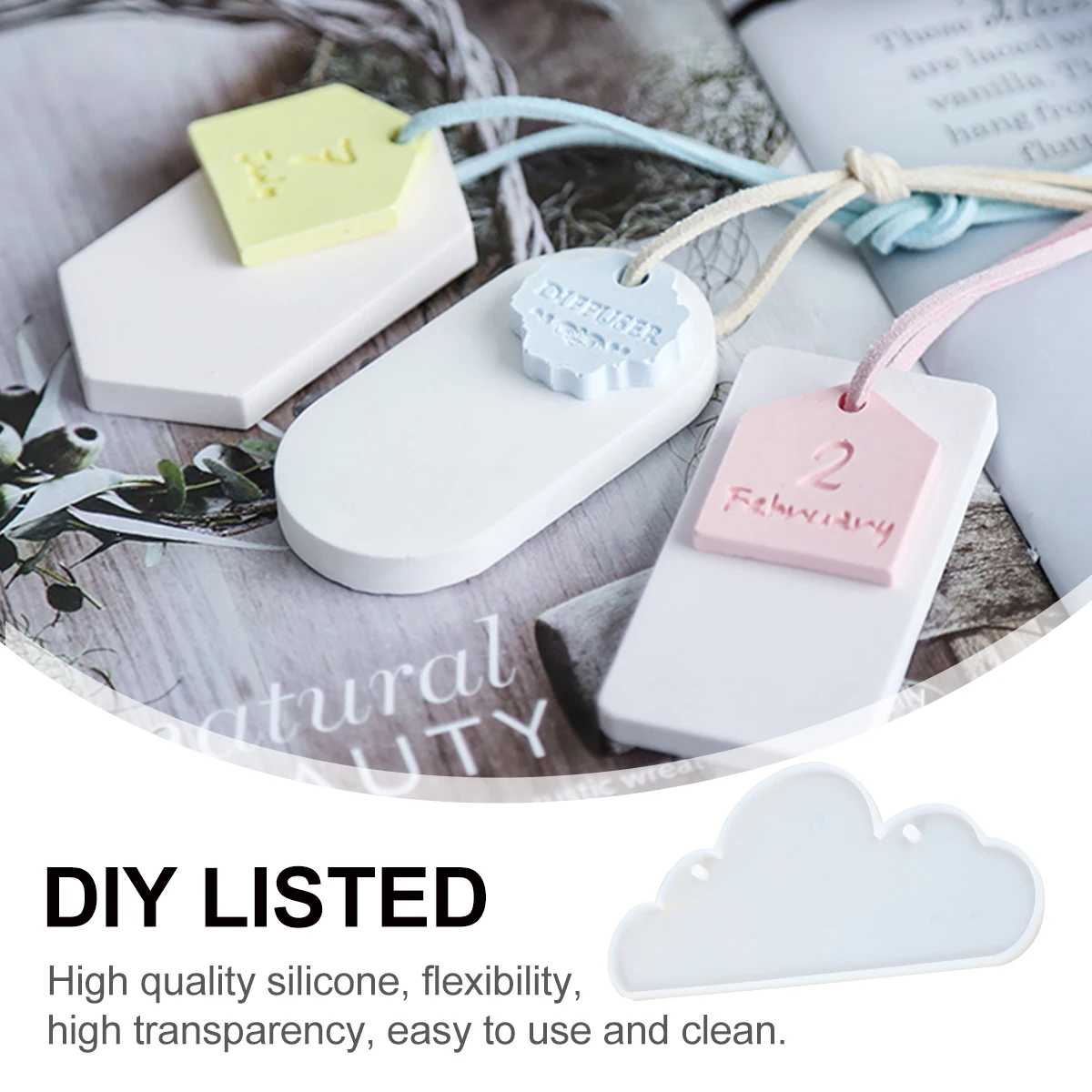 

Silicone Mold Cloud Shaped Doorplate Crafts DIY Hanging Tag Molds Flexible High Transparency Crystal Resin Sign Making Jewelry
