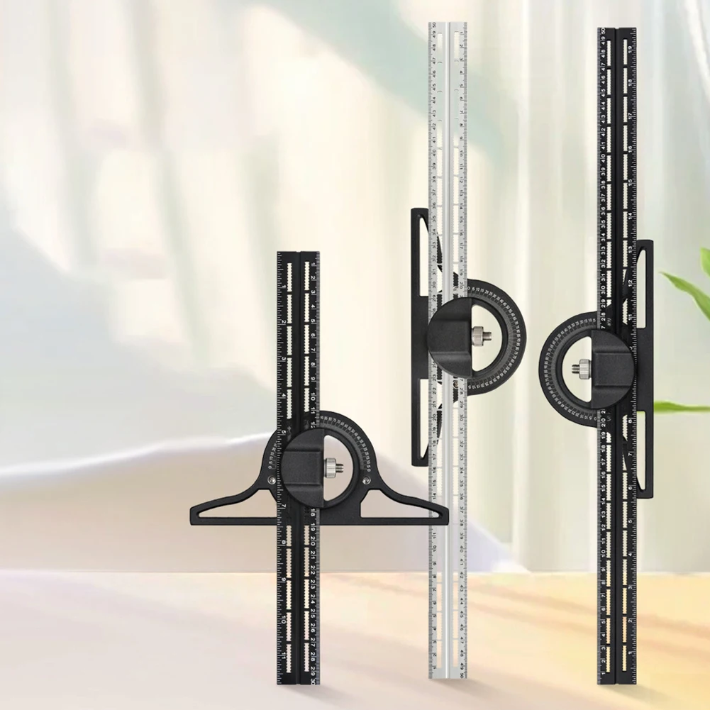 Adjustable Ruler Combination Square Ruler 360-degree Measurement Capability Aluminum Alloy Construction Adjustable Protractor