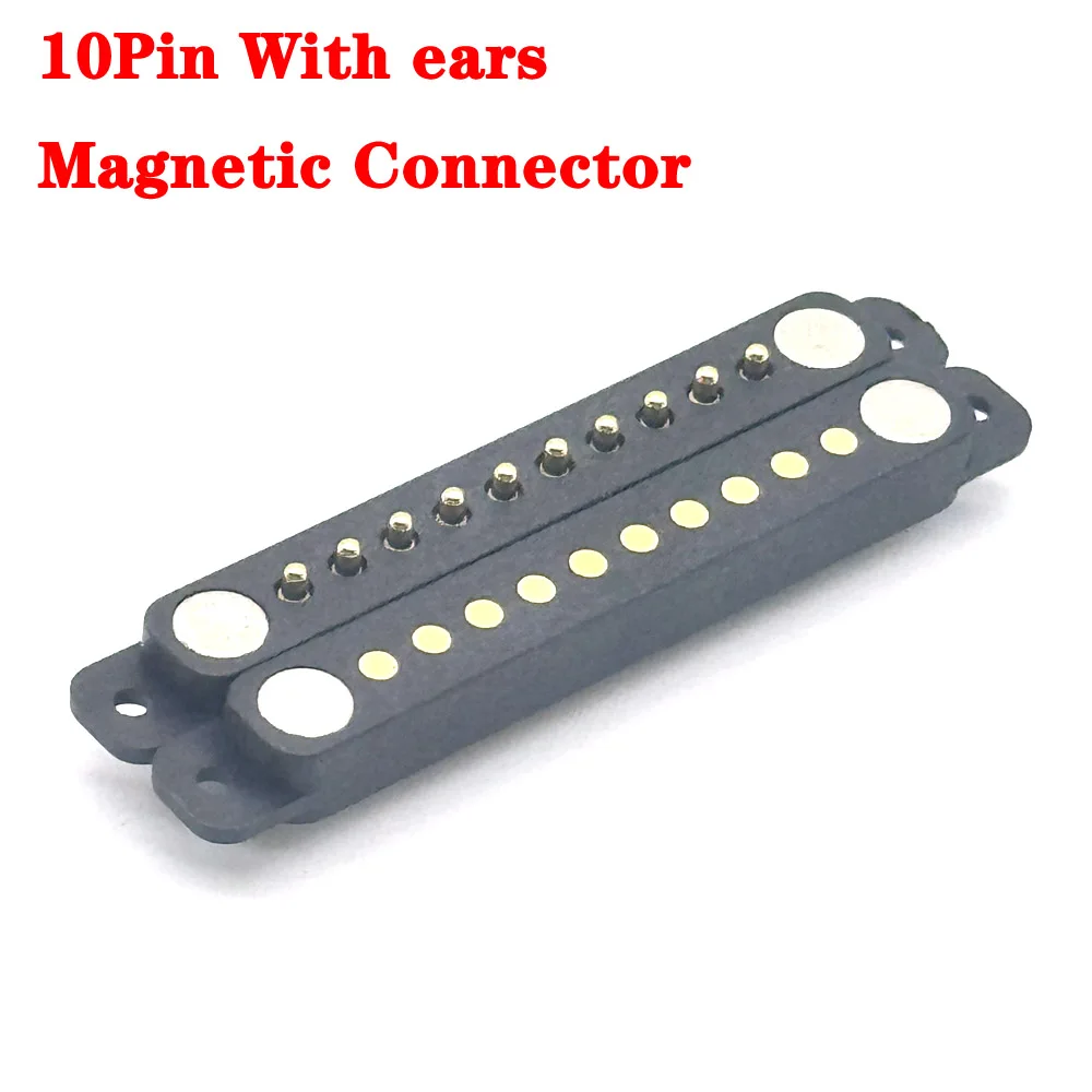 1sets 10Pin With ears Waterproof DC Magnetic Pogo Pin Connector 1A Pogopin Male Female Spring Loaded DC Power Socket 10P