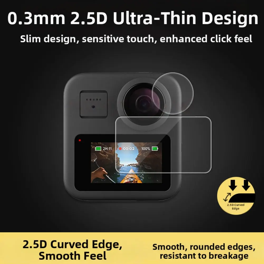 Camera Screen Protector For-GoPro Max2 Panoramic Camera Ultra HD 9H Scratch-resistant Tempered Glass Film Replace Accessories