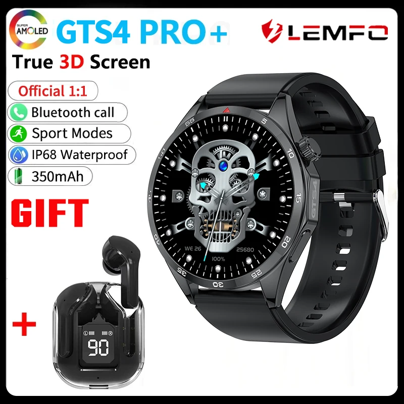 LEMFO GT4 PRO Smart Watch Men Watch 4 1.5 AMOLED HD Screen Bluetooth Call IP68 Waterproof Watches Smartwatch Women 2024 New