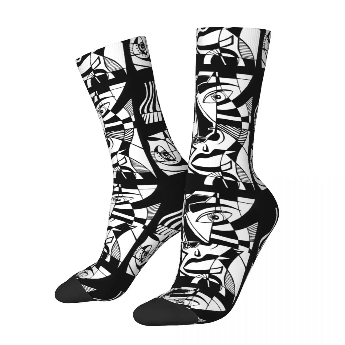 Hip Hop Vintage Abstract Face Graphic Crazy Men's compression Socks Unisex Abstract face Harajuku Pattern Printed Crew Sock Boys