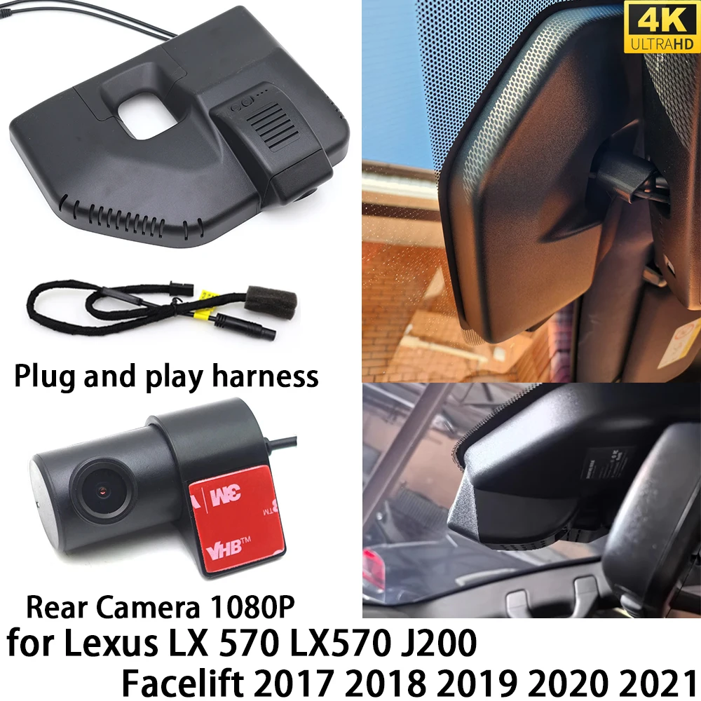 for Lexus LX 570 LX570 J200 Facelift 4K DVR Dash Cam OEM Front Rear Camera Video Recorder Night Vision Wifi 2160P