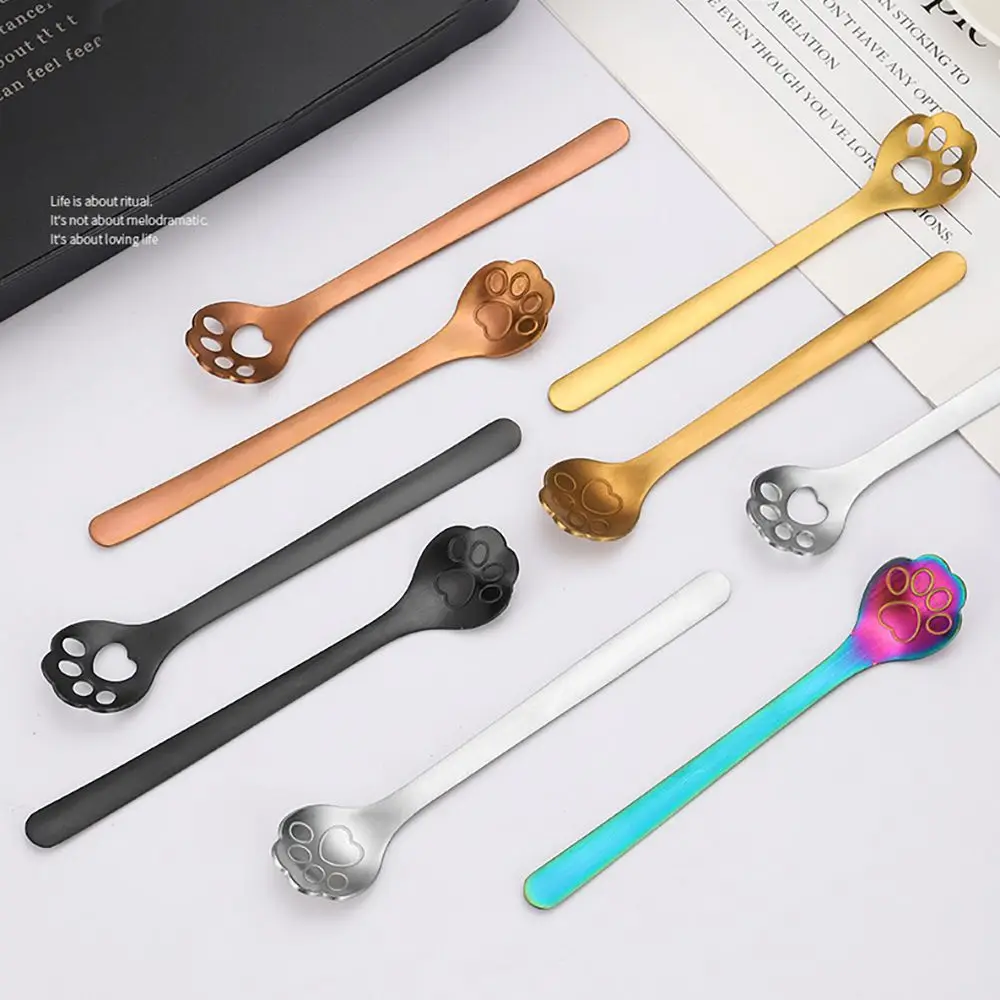 Hollow Dessert Tea Accessories Ice Cream Cartoon Cat Claw Coffee Stirring Spoons Dog Paw Spoon Kitchen Tableware