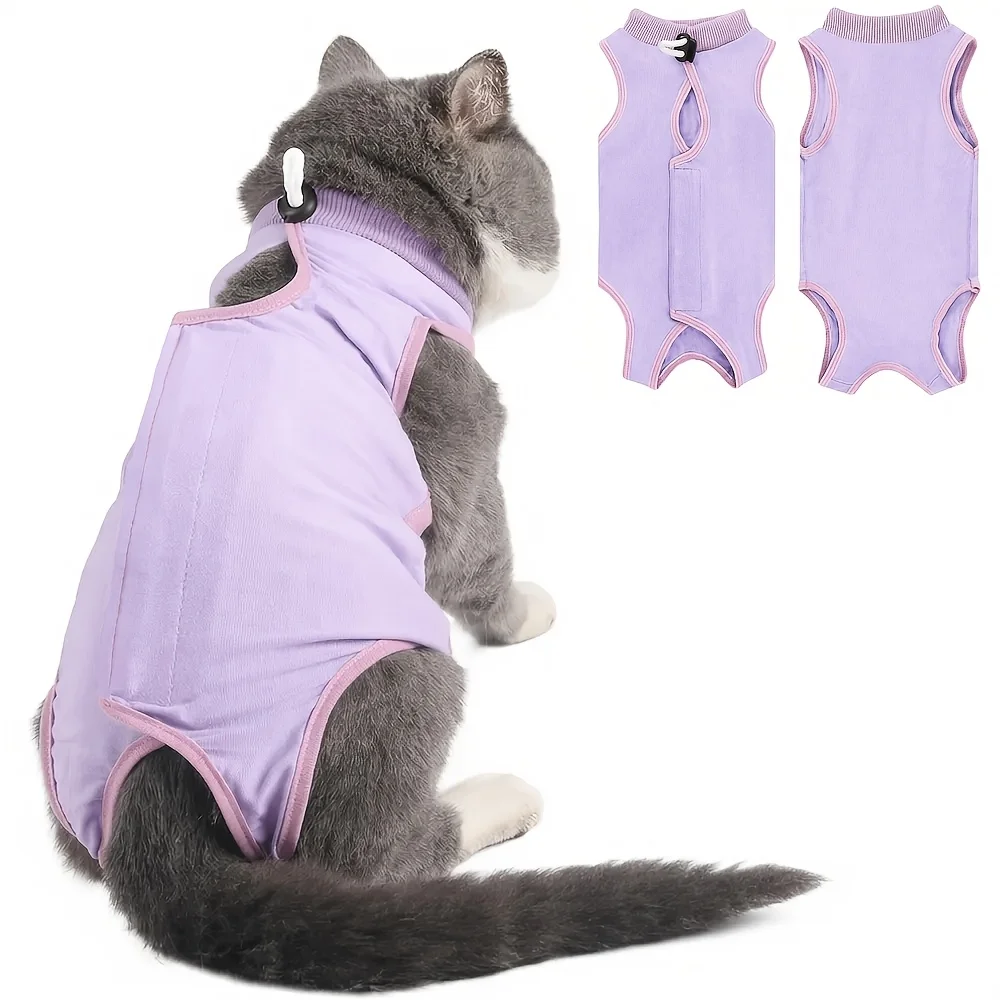Cat Surgery Recovery Suit - Anti-Licking Onesie for Abdominal Wounds, Spay/Neuter Recovery Bodysuit for Cats & Kittens