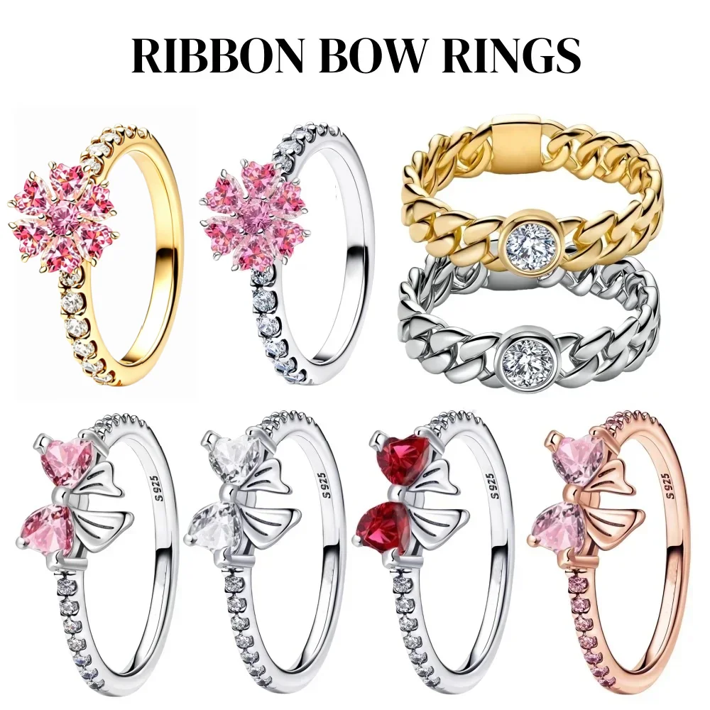 2024 novo anel de prata 925 zircão brilhante arco anel original s925 dedo anel de casamento diy feminino jóias finas presente