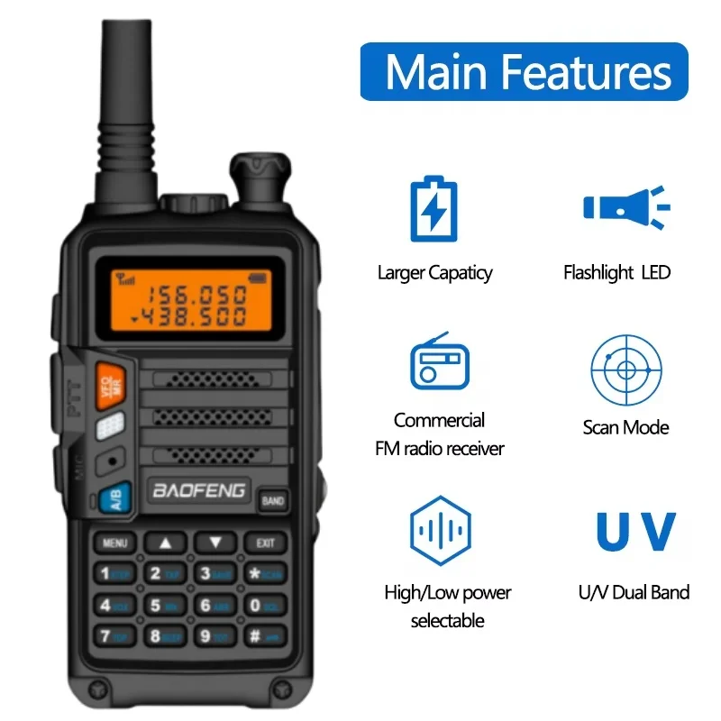 BaoFeng UV-S9 PLUS Waterproof Walkie Talkie 5W Powerful CB radio Long Range Portable Two Way for hunting travel