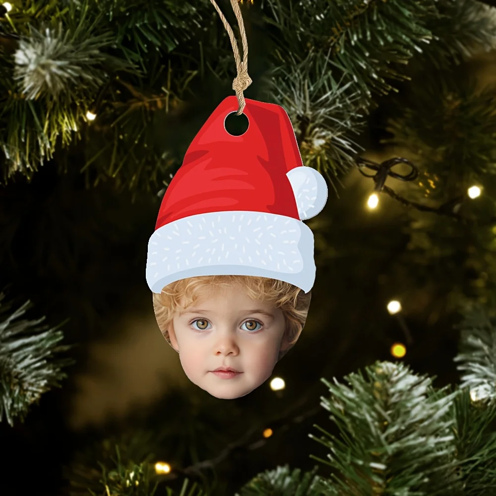 50 Stück personalisierbares Gesicht Weihnachten Weihnachtsmütze Geschenkanhänger Benutzerdefinierte Elf Rentier Hörner Design Fotopapier Tags für Weihnachten Party Dekor