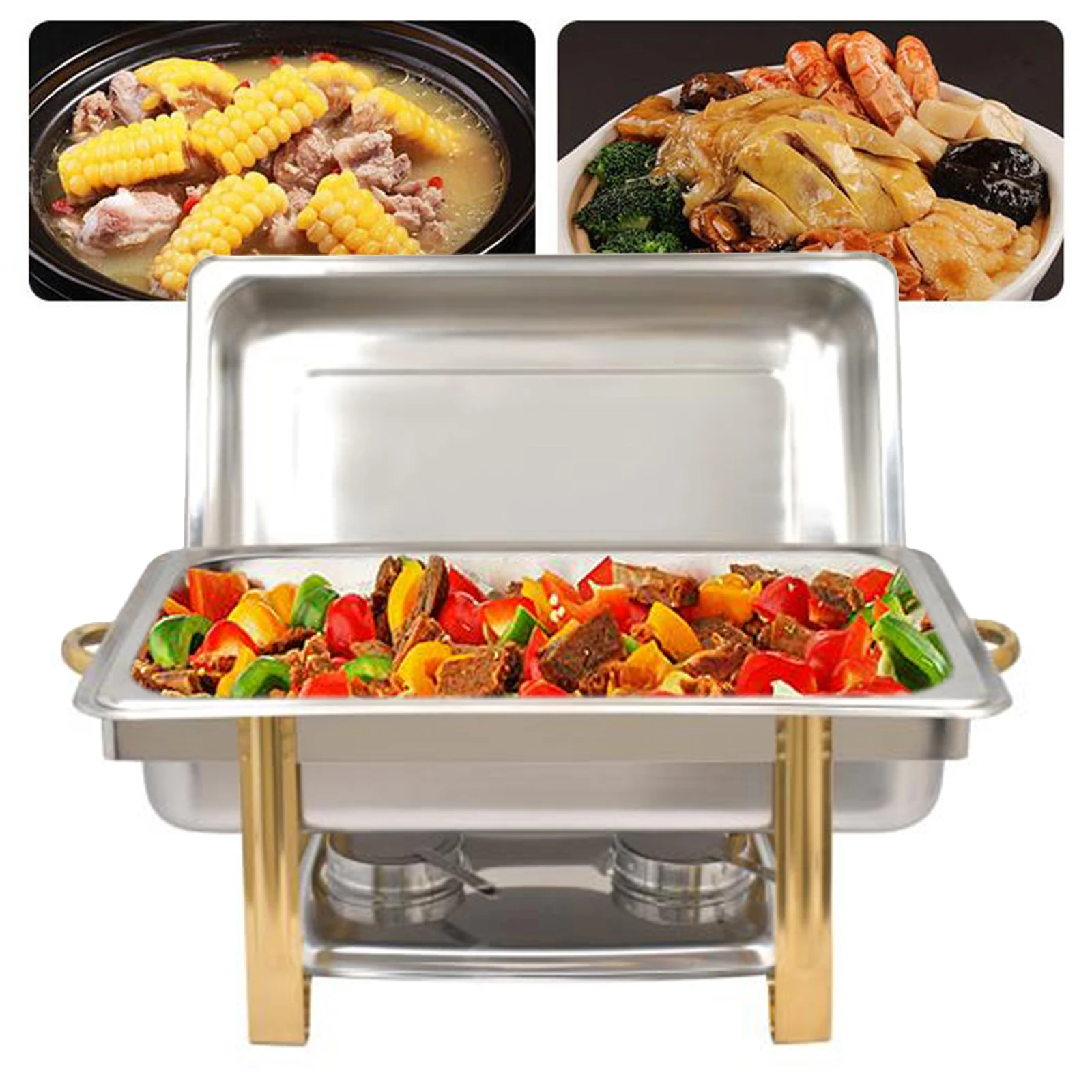 9L Stainless Steel Warmer Chafing Dish Heat Tank Food Insulation For Hotel Catering Buffet Party W/ Durable Frame