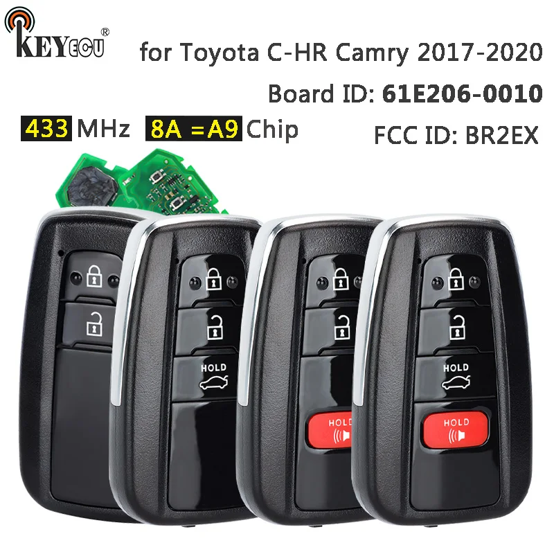 

KEYECU 433MHz 8A Chip FCC ID: BR2EX Board ID: 61E206-0010 Smart Card Remote Key Fob for Toyota C-HR Camry 2017 2018 2019 2020