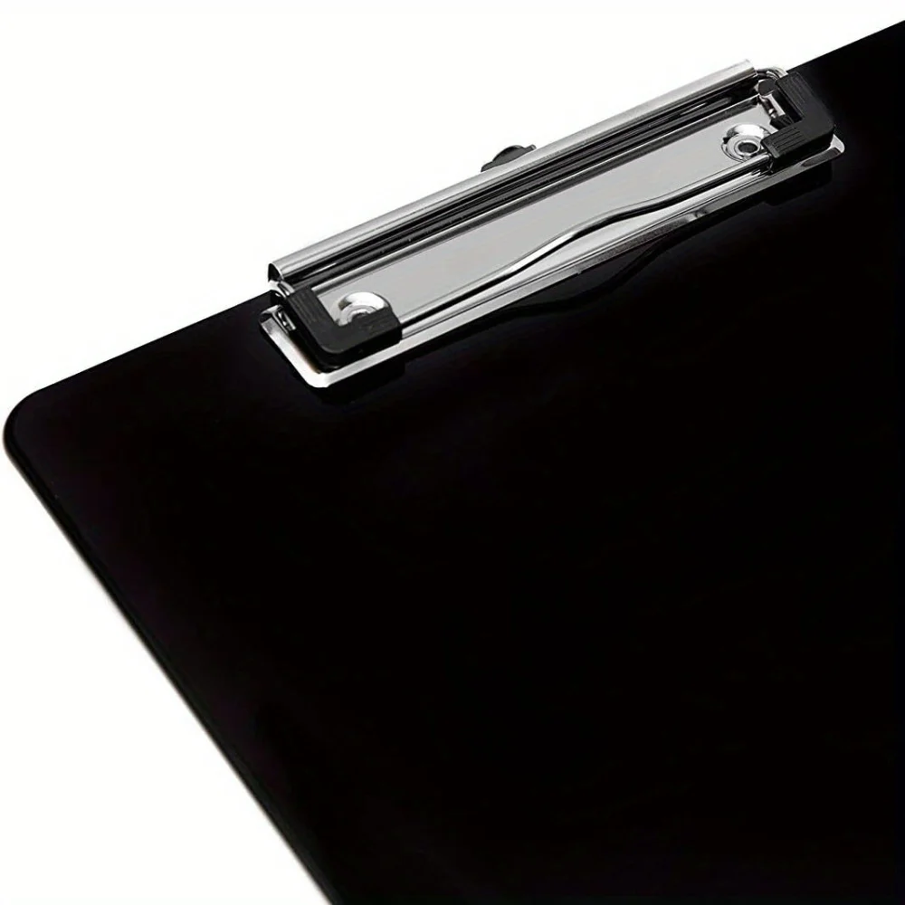 قطعة واحدة من الحافظة البلاستيكية السوداء، حافظة مقاس 12 × 8 بوصة تحمل 80 ورقة، لوحات مشبك سوداء منخفضة المستوى بكميات كبيرة للكتابة، مشبك لوحة