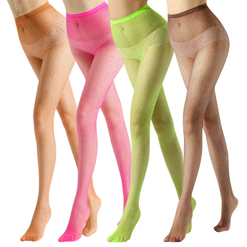 

Hot New Women Fishnet Stockings Multicolor Plus Size Pantyhose Colored Small Mesh Fish Nets Tights Anti Hook Nylon Panty hose