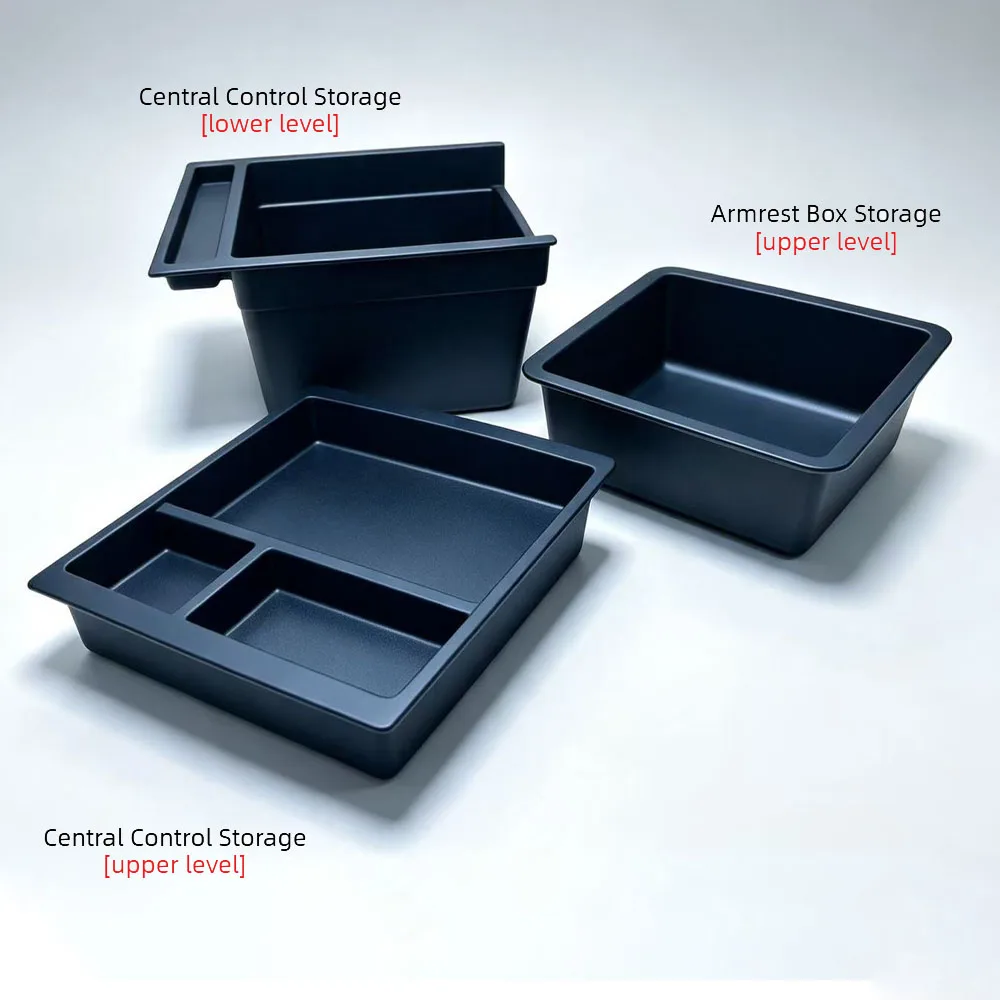 Für Tesla Model Y YL Juniper 2025 2026 Mittelkonsole Doppelschichtige Aufbewahrungsbox Armlehnen-Organizer Schiebefach Auto-Zubehör – Detail 3