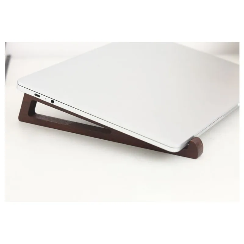A23F-Wooden Laptop Stand - Portable Desk Riser For Cooling & Reading Walnut