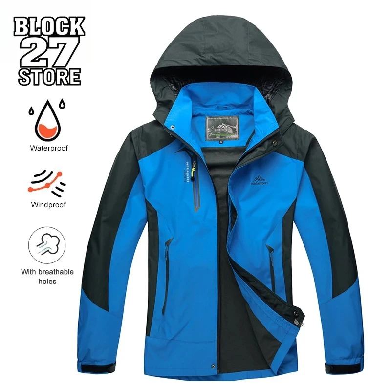 Camping Hiking Jacket Men Autumn Outdoor Sports Coats Climbing Trekking Windbreaker Travel Waterproof Jackets Black Harajuku New