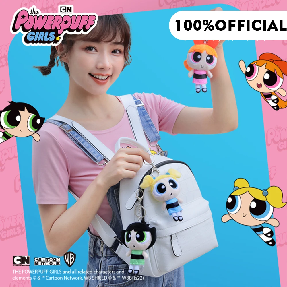 Porte-clés de poupée en peluche PowerPuff Girls Z, dessin animé, bulle, fleur, mignon, pendentifs en peluche pour sacs à dos, clés