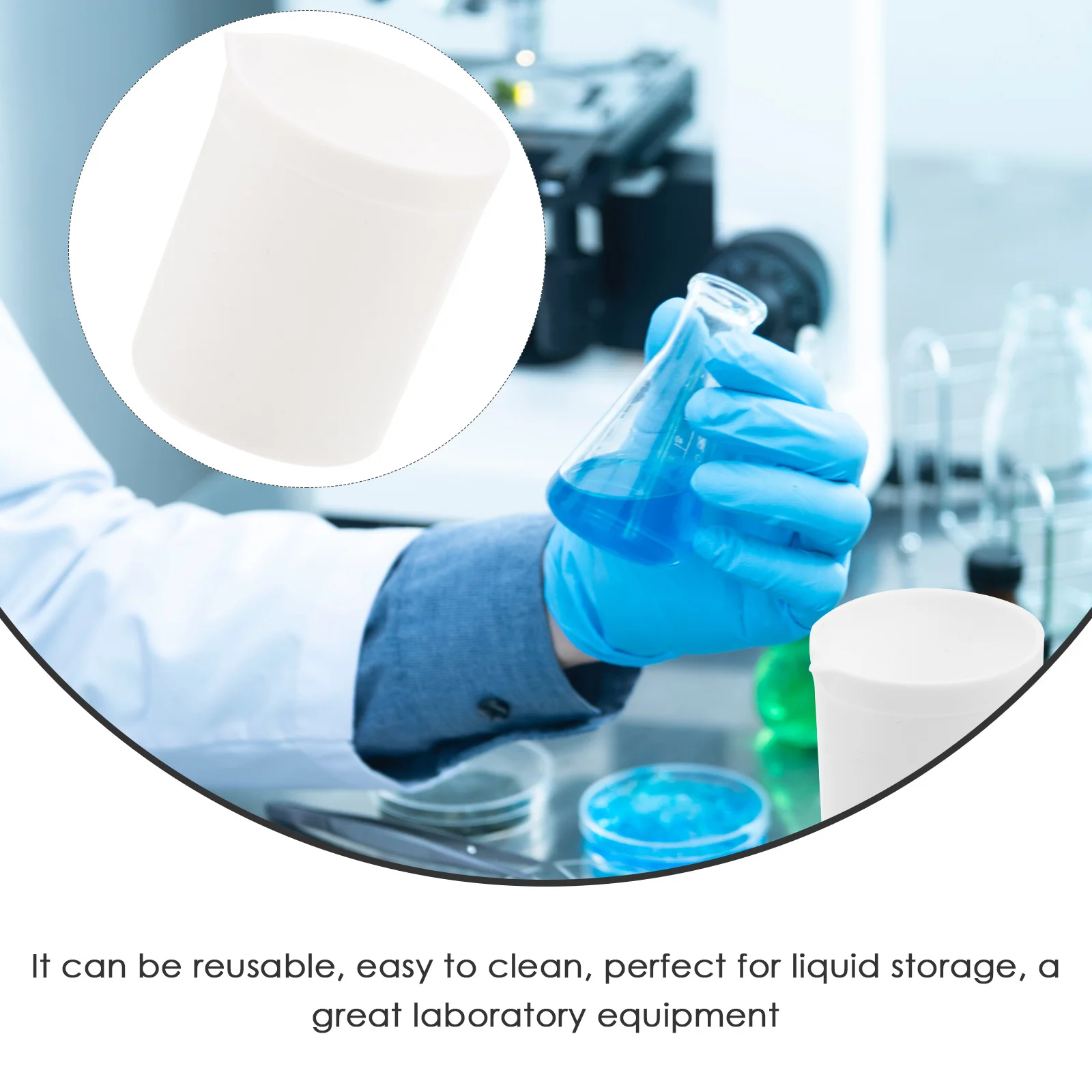 Beaker PTFE 250Ml Dapat Digunakan Kembali Tahan Suhu Tinggi 280 ° Cerat Lancip Berbasis Stabil Untuk Pengukuran Eksperimen Sains