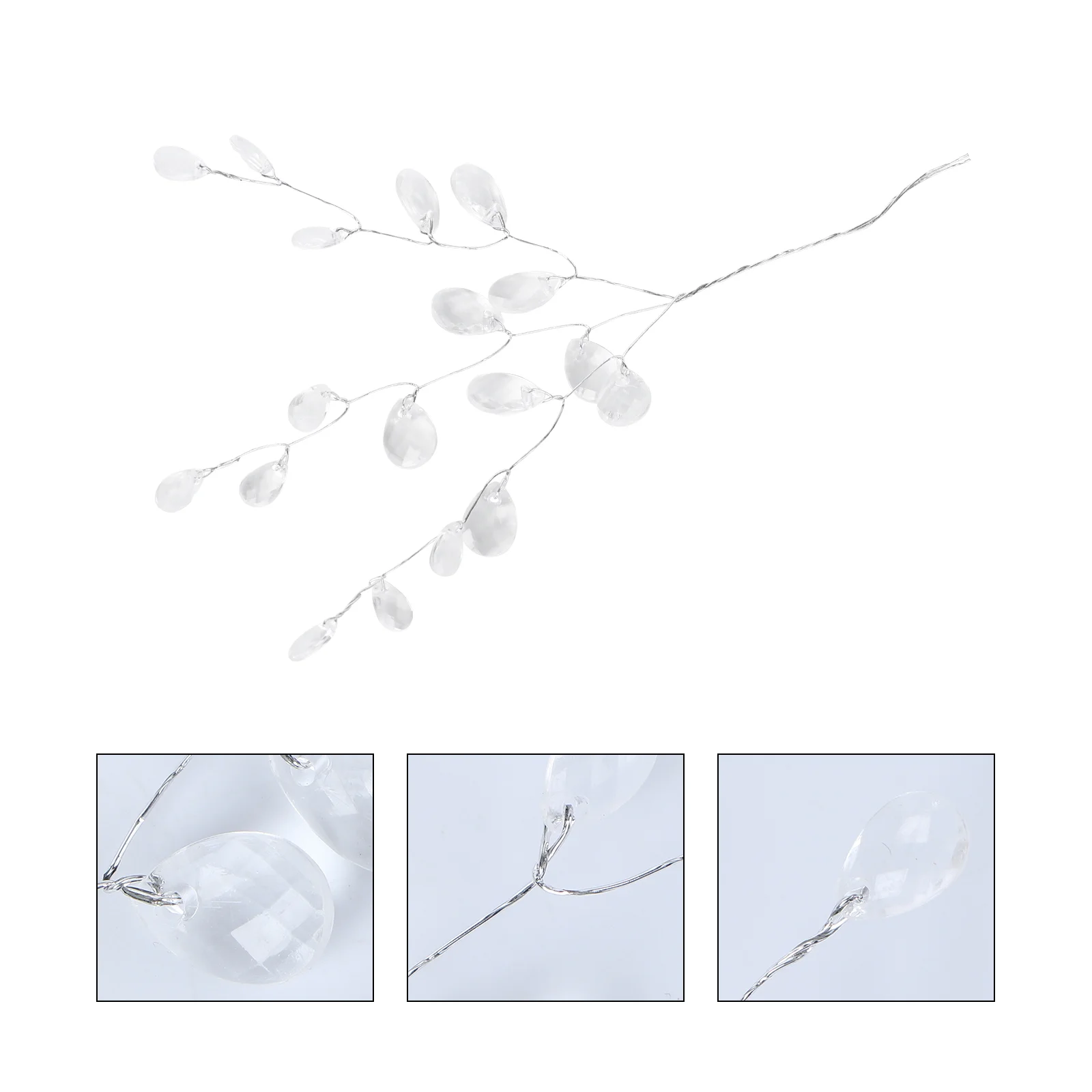 

50 Stems Clear Ornaments Tree Bead Drops Artificial Acrylic Metallic Line Mother