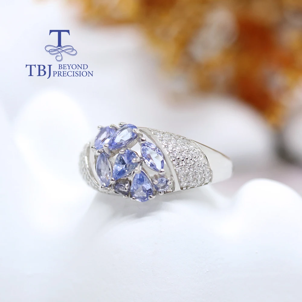 Elegant light luxury design Natural blue Tanzanite 925 sterling silver ring Noble gemstone precious gift for lovers