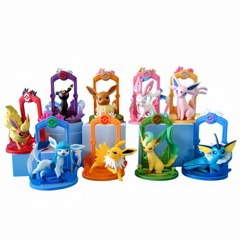 Pokemon Eevee Evolution Figures Set of 9 Vaporeon Espeon Umbreon Glaceon Sylveon Anime Model Toys Collectible Desk Display Gift - view 2