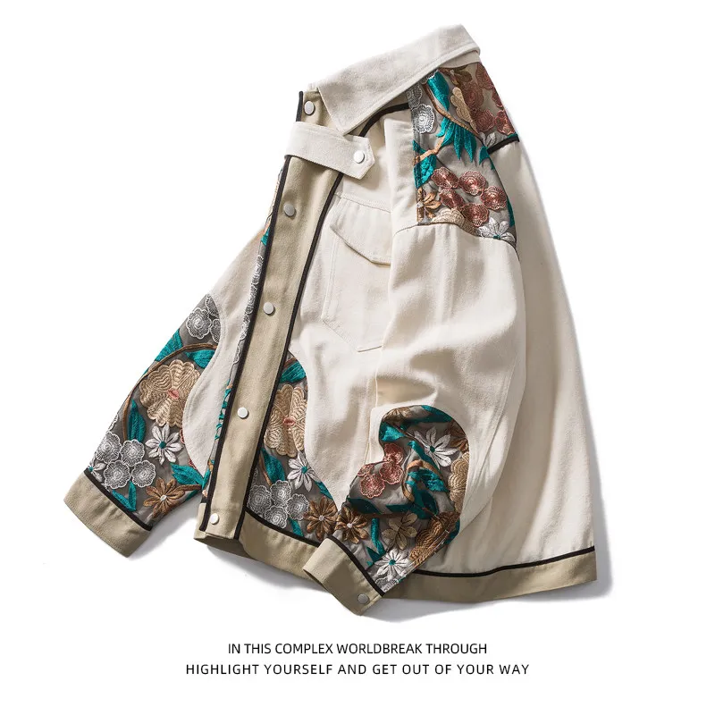 Asian Japanese Sukajan Style Embroidered Souvenir Jacket Outerwear Coat Youth New National Fashion Chinese for Men for Couples
