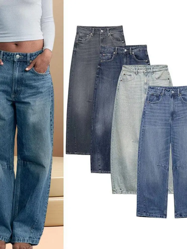 

Свободные женские джинсовые джинсы с высокой талией, широкие брюки, весенний новый дизайн, универсальные джинсы с воздушным шаром, синие джинсы, повседневные Fem Faion
