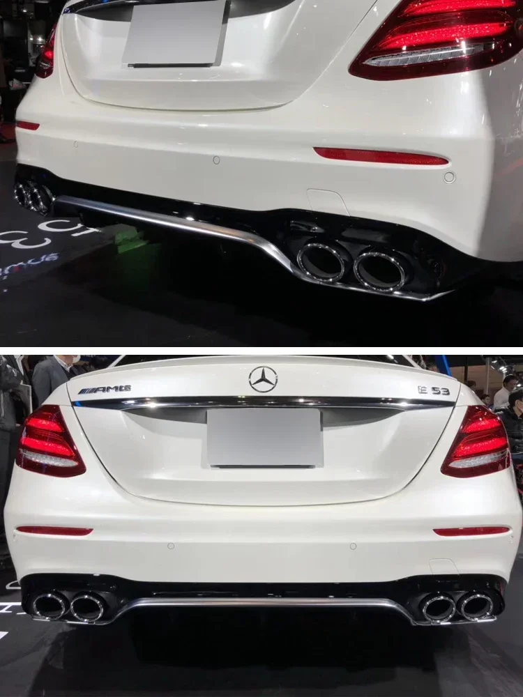 Rear Bumper Lip Diffuser E63 E53 Look Style Spoiler With AMG Exhaust Tips E300 Sport Sedan For Benz E Class W213 2016-2019