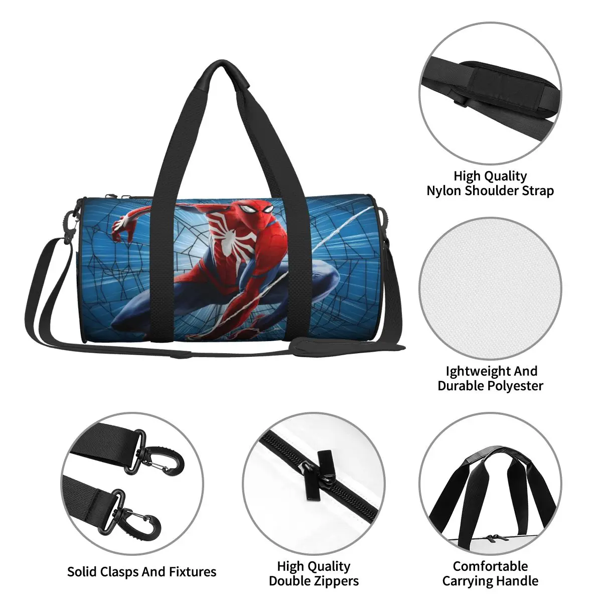 Bolsa de viagem masculina e feminina, bolsa de ginástica do homem aranha, grande capacidade, oxford, bolsa personalizada, bolsa esportiva de moda gráfica