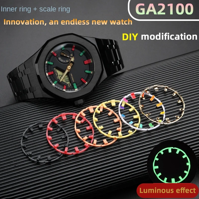 

GA2100 Inner Bezel ring for CasiOak GA-2100 DIY modified accessory scale GA2100 Glow dial inner ring watch ring DIY color dial