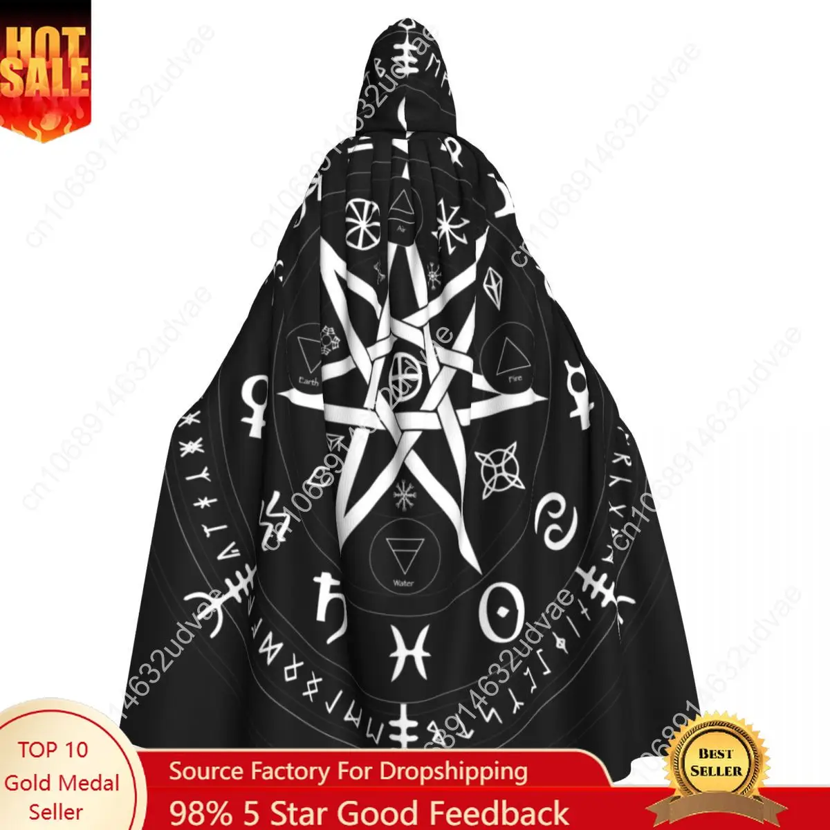 

Hooded Cloak Unisex Cloak with Hood Wicca Zodiac Cloak Vampire Witch Cape Cosplay Costume