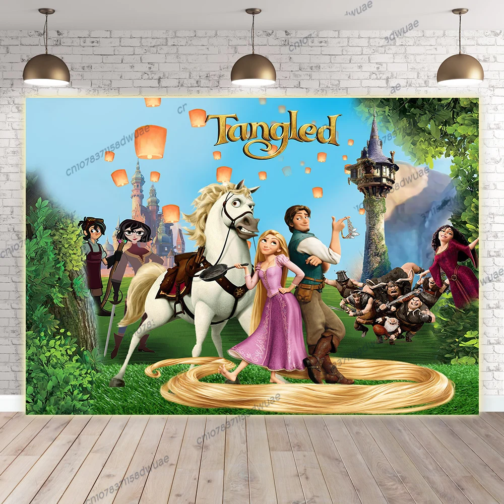 Tangled Rapunzel Baby Shower Photography Backdrop Birthday Party Photo Background Friends Gathering Photo Backdrop