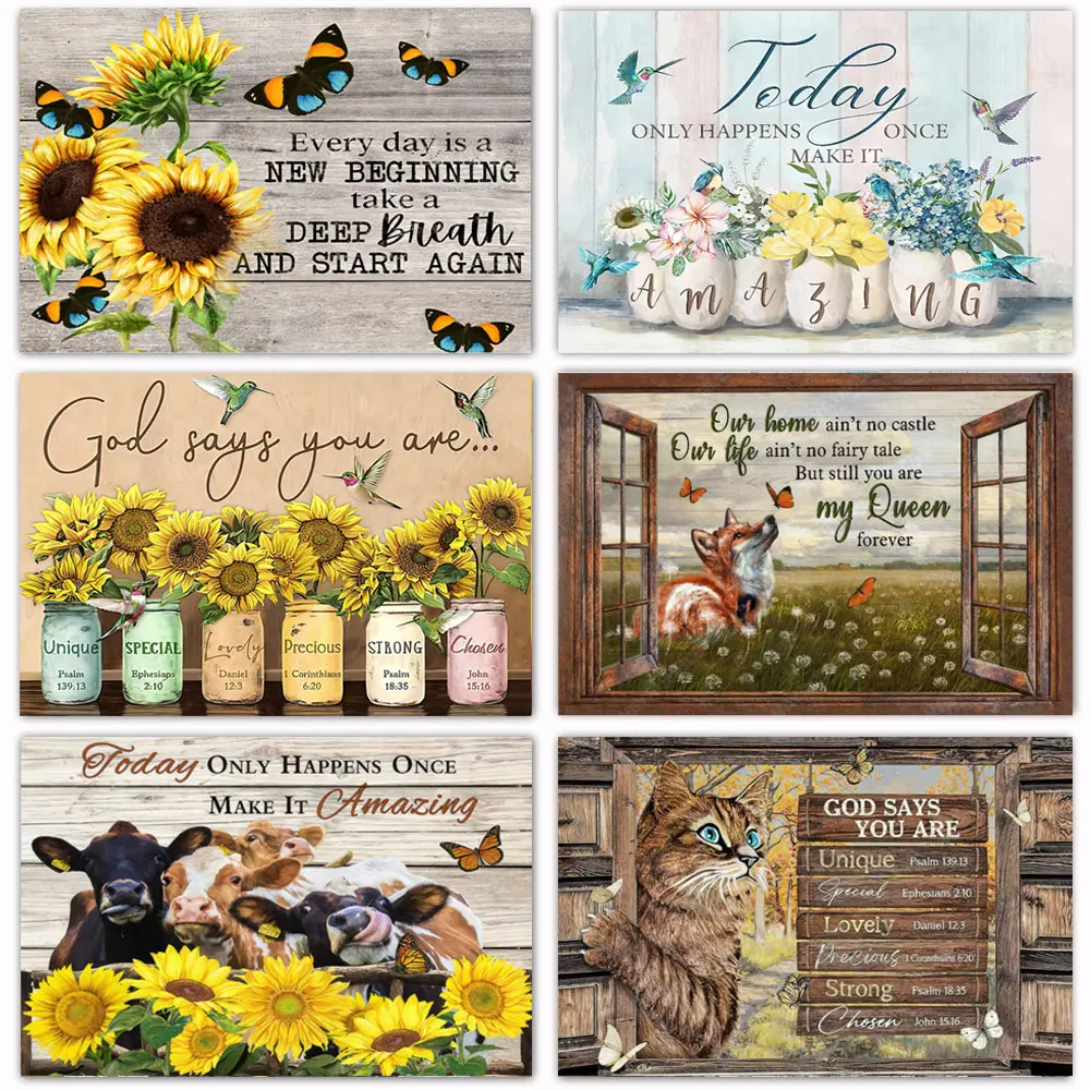 Inspirational Floral Canvas Print Wall Art God Says You Are Christian Scripture Quote Farmhouse Decor Cottage Core Blessings