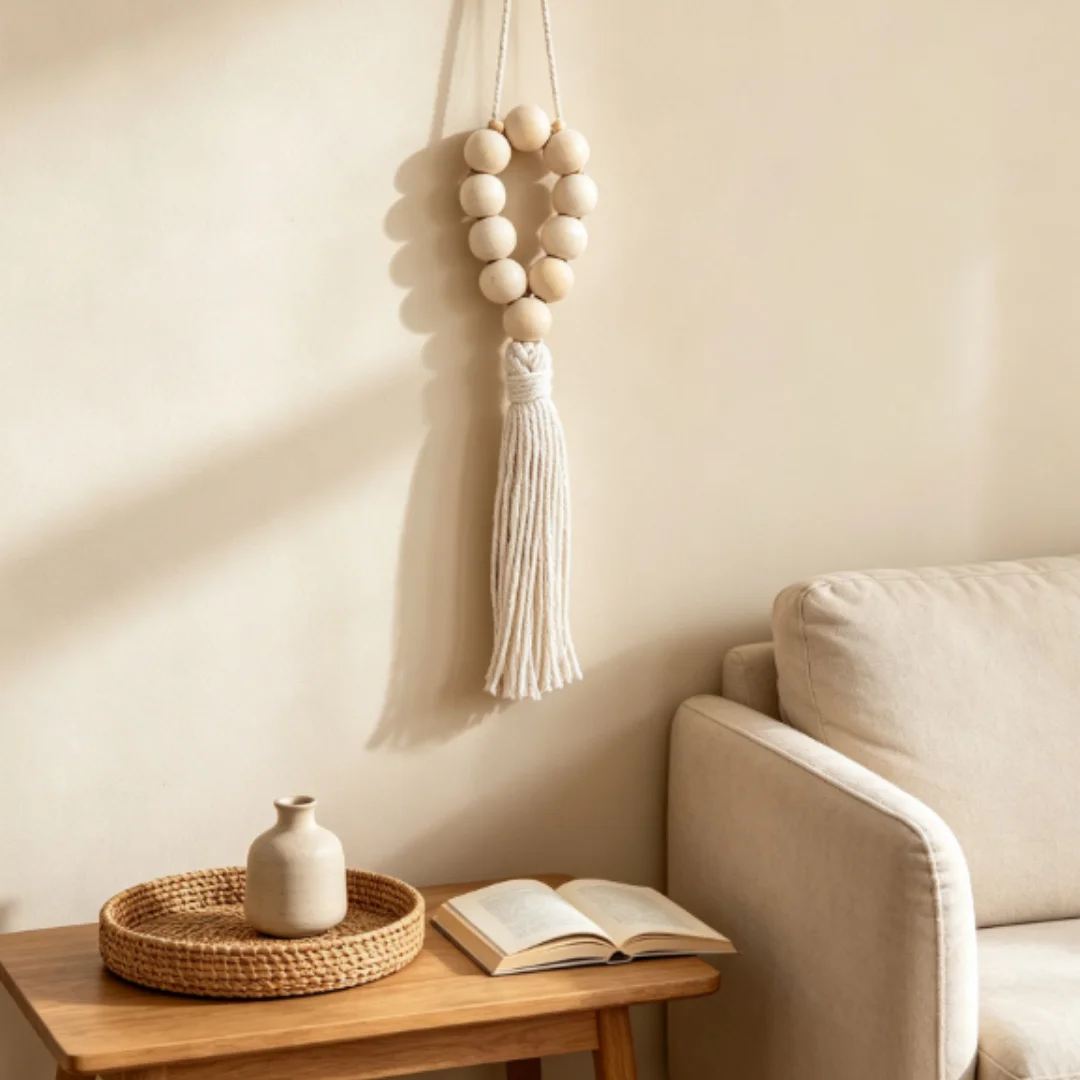 Handmade Wooden Letter Tassel Natural Wood Bead Pendant DIY Craft Material for Macrame Wall Hanging Custom Name Sign Home Decor