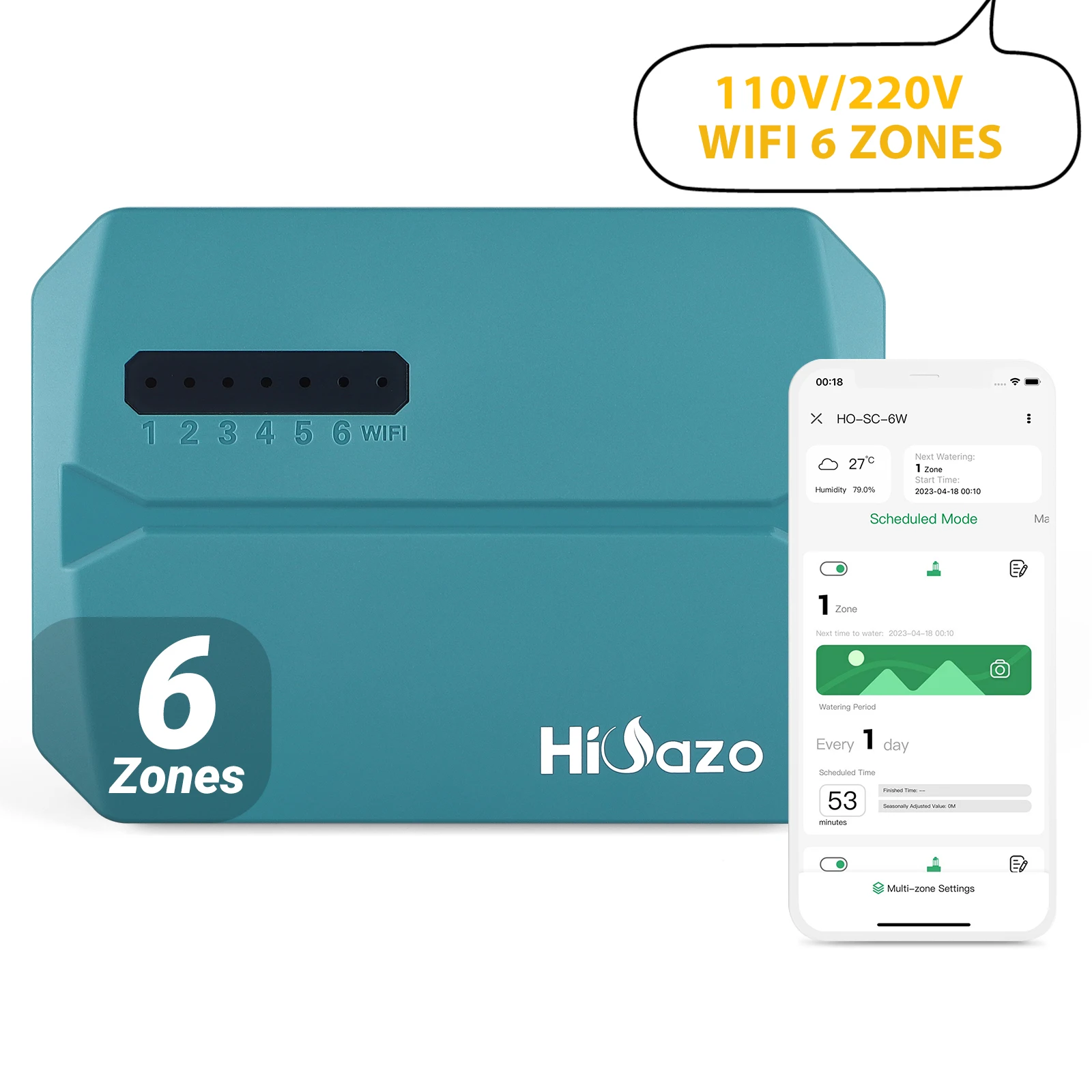 Wi-fi Smart Sprinkler Controller Programável Zonas Temporizador de Irrigação Interior Exterior Ajuste Sazonal e Chuva Skip Aplicativo Gratuito 220v