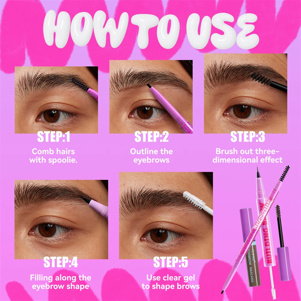 5 pçs lápis de sobrancelha gel matiz estêncil trimmer conjunto kit tatuagem à prova dwaterproof água cosméticos maquiagem olho sobrancelha lápis gel trimmer rímel conjunto