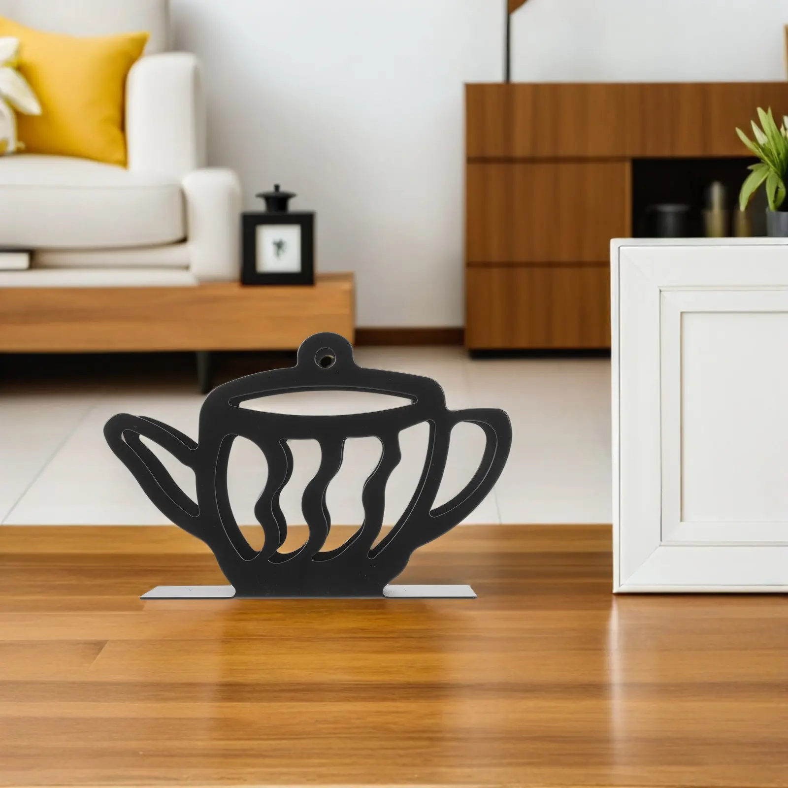 Black Iron Teapot Napkin Holder Decorative Paper Tissue Dispenser Kitchen Dining Table Organizer Upright Metal Napkin Holder - view 2